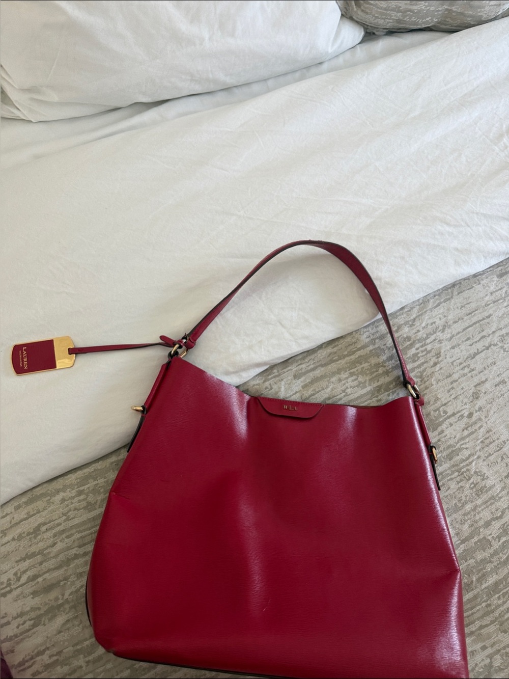 Ralph Lauren Red Leather Shoulder Bag - Women's Handbag